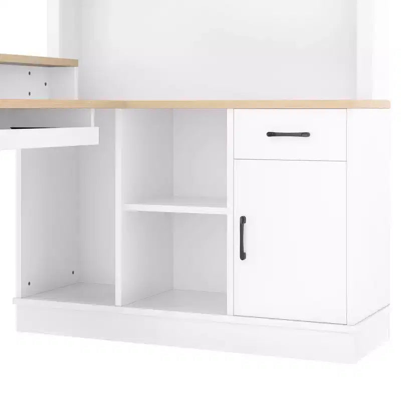 Scrivania angolare a L da 76.7" con presa di corrente, cassetti e libreria, Scrivania angolare moderna per gaming e ufficio domestico