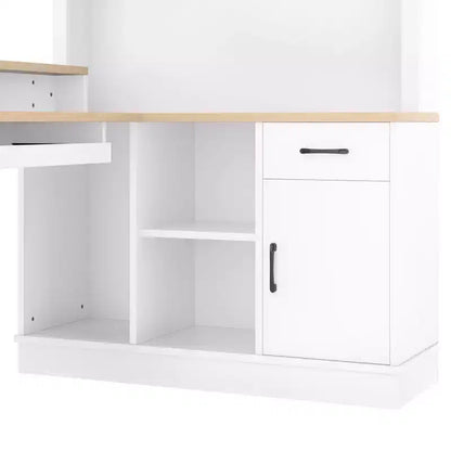 Scrivania angolare a L da 76.7" con presa di corrente, cassetti e libreria, Scrivania angolare moderna per gaming e ufficio domestico