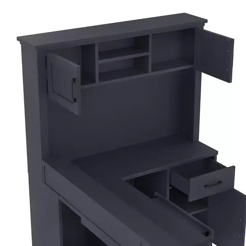 Scrivania angolare a L da 76.7" con presa di corrente, cassetti e libreria, Scrivania angolare moderna per gaming e ufficio domestico