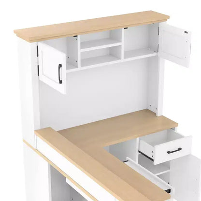 Scrivania angolare a L da 76.7" con presa di corrente, cassetti e libreria, Scrivania angolare moderna per gaming e ufficio domestico