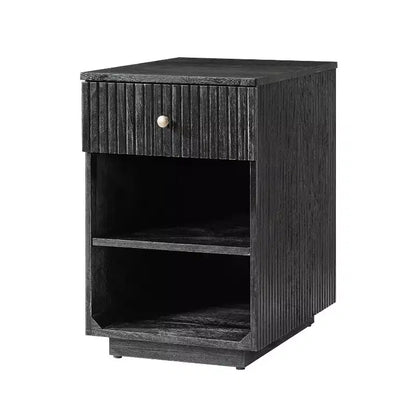 Comodino/Tavolino da 60 cm con 1 cassetto e prese di ricarica integrate, Tavolino laterale moderno