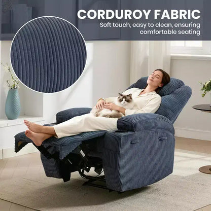 Poltrona Reclinabile Elettrica Regolabile con Inclinazione di 135°, Massaggio, Riscaldamento e Rivestimento in Velluto a Coste