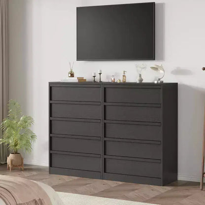 Cassettiera Nera a 5 Cassetti per Camera da Letto, Comò Moderno a 5 Cassetti con Design Senza Maniglie, Organizzatore per Armadio Alto 109 cm per Camera da Letto, Soggiorno, Cameretta