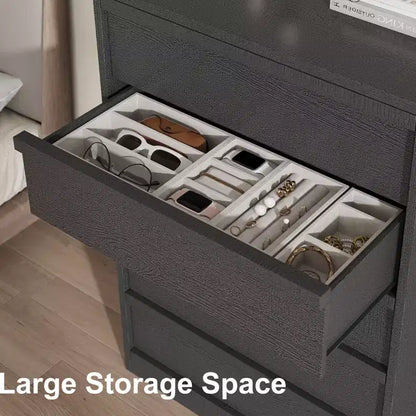 Cassettiera Nera a 5 Cassetti per Camera da Letto, Comò Moderno a 5 Cassetti con Design Senza Maniglie, Organizzatore per Armadio Alto 109 cm per Camera da Letto, Soggiorno, Cameretta