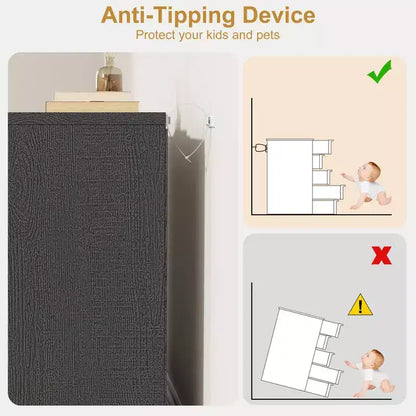 Cassettiera Nera a 5 Cassetti per Camera da Letto, Comò Moderno a 5 Cassetti con Design Senza Maniglie, Organizzatore per Armadio Alto 109 cm per Camera da Letto, Soggiorno, Cameretta