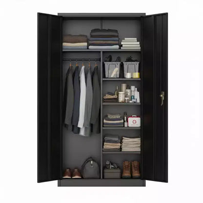Heavy-Duty Storage Cabinet  Industrial Steel Wardrobe Locker with Locking Doors, Adjustable Shelves, Hanging Rod  Freestanding Closet for Garage