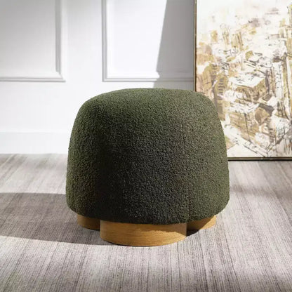 Moderno sgabello-ottoman con tessuto Teddy e seduta imbottita morbida per vanità