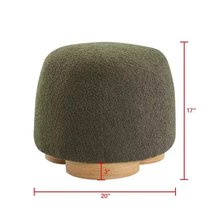 Moderno sgabello-ottoman con tessuto Teddy e seduta imbottita morbida per vanità