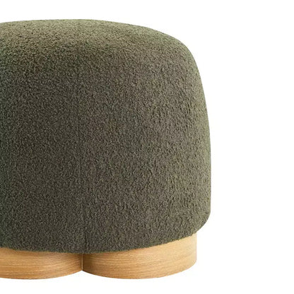 Moderno sgabello-ottoman con tessuto Teddy e seduta imbottita morbida per vanità