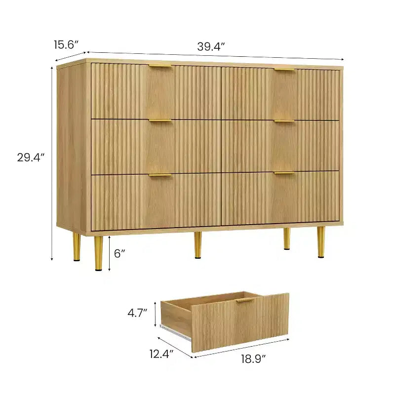 Cassettiera a 4/5/6 cassetti scanalati per camera da letto, cassettiera in legno a grande capacità con maniglie in metallo, cassettiera moderna per soggiorno