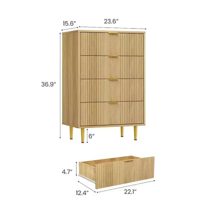 Cassettiera a 4/5/6 cassetti scanalati per camera da letto, cassettiera in legno a grande capacità con maniglie in metallo, cassettiera moderna per soggiorno