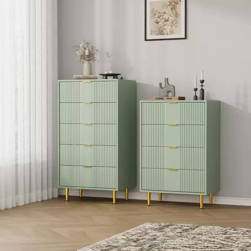 Cassettiera a 4/5/6 cassetti scanalati per camera da letto, cassettiera in legno a grande capacità con maniglie in metallo, cassettiera moderna per soggiorno