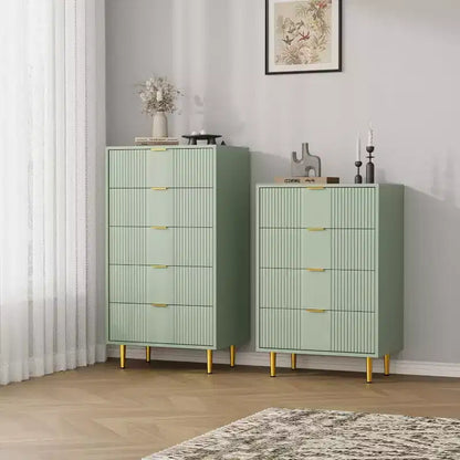 Cassettiera a 4/5/6 cassetti scanalati per camera da letto, cassettiera in legno a grande capacità con maniglie in metallo, cassettiera moderna per soggiorno