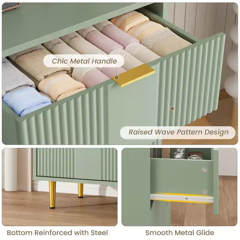 Cassettiera a 4/5/6 cassetti scanalati per camera da letto, cassettiera in legno a grande capacità con maniglie in metallo, cassettiera moderna per soggiorno