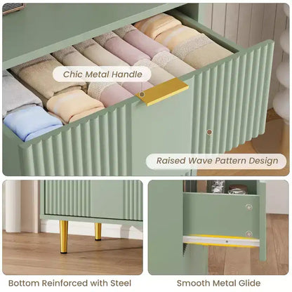 Cassettiera a 4/5/6 cassetti scanalati per camera da letto, cassettiera in legno a grande capacità con maniglie in metallo, cassettiera moderna per soggiorno