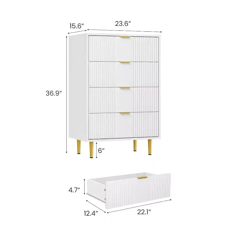 Cassettiera a 4/5/6 cassetti scanalati per camera da letto, cassettiera in legno a grande capacità con maniglie in metallo, cassettiera moderna per soggiorno