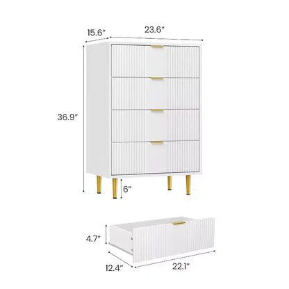 Cassettiera a 4/5/6 cassetti scanalati per camera da letto, cassettiera in legno a grande capacità con maniglie in metallo, cassettiera moderna per soggiorno