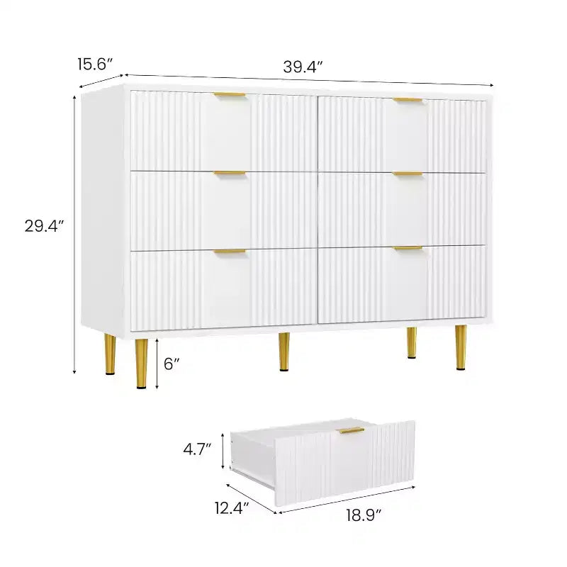 Cassettiera a 4/5/6 cassetti scanalati per camera da letto, cassettiera in legno a grande capacità con maniglie in metallo, cassettiera moderna per soggiorno