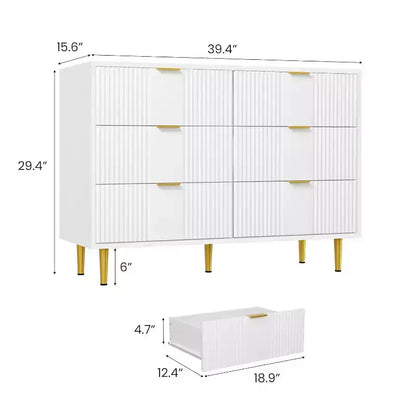 Cassettiera a 4/5/6 cassetti scanalati per camera da letto, cassettiera in legno a grande capacità con maniglie in metallo, cassettiera moderna per soggiorno
