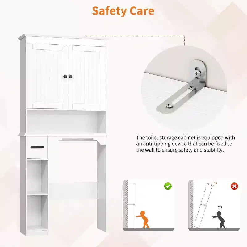 Mobiletto contenitore sopra il WC da 30 pollici, organizer da bagno a 7 ripiani con portarotolo per bagno e lavanderia