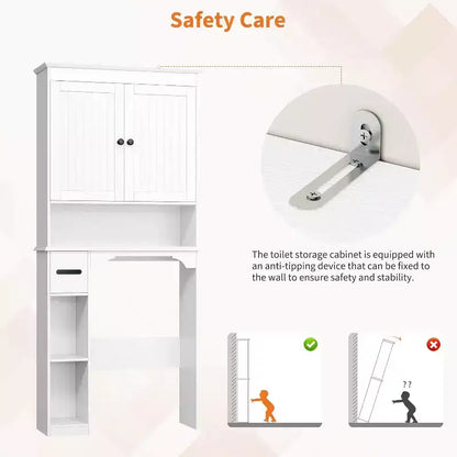 Mobiletto contenitore sopra il WC da 30 pollici, organizer da bagno a 7 ripiani con portarotolo per bagno e lavanderia