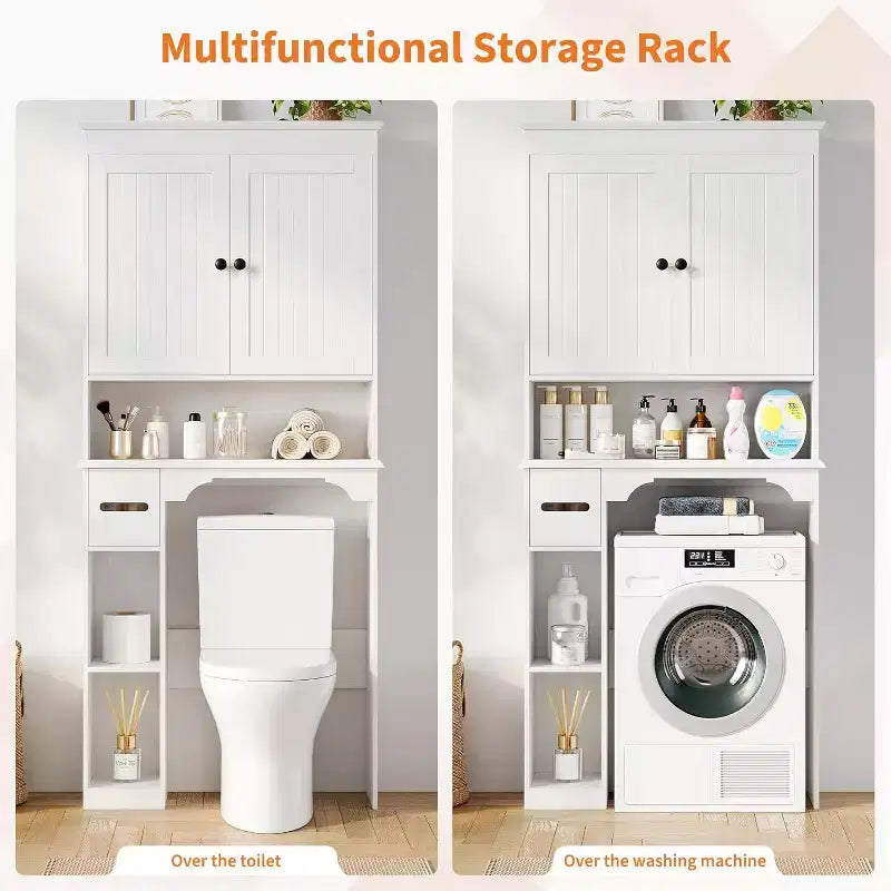 Mobiletto contenitore sopra il WC da 30 pollici, organizer da bagno a 7 ripiani con portarotolo per bagno e lavanderia