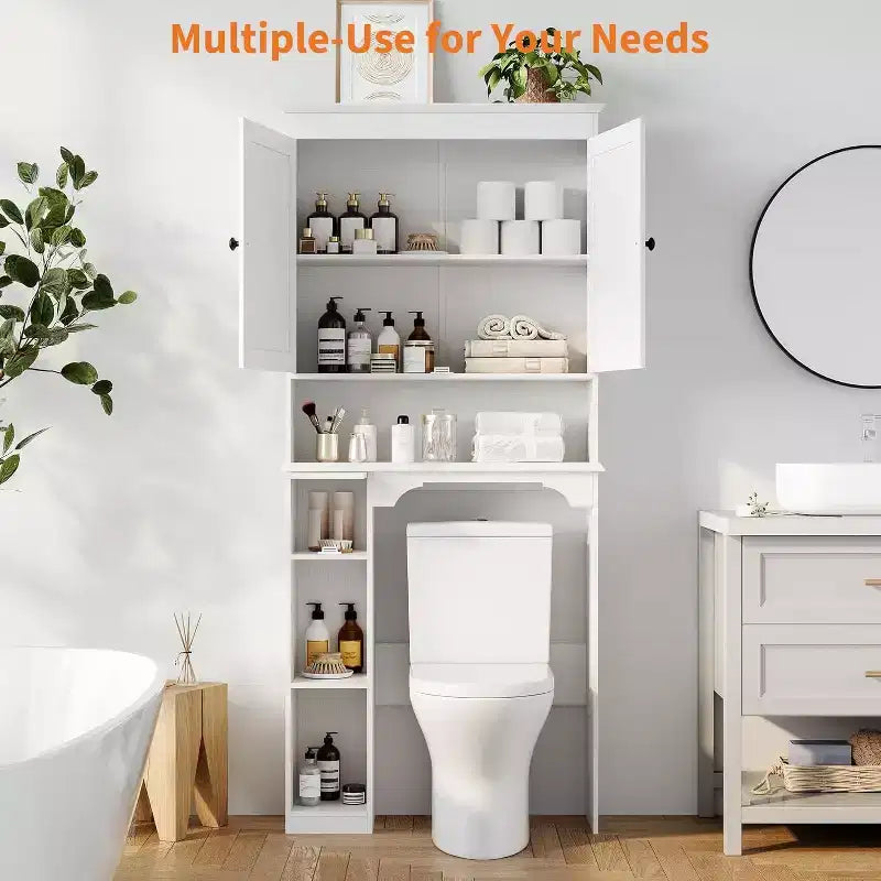 Mobiletto contenitore sopra il WC da 30 pollici, organizer da bagno a 7 ripiani con portarotolo per bagno e lavanderia