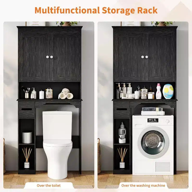 Mobiletto contenitore sopra il WC da 30 pollici, organizer da bagno a 7 ripiani con portarotolo per bagno e lavanderia