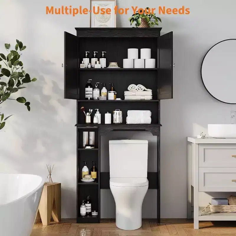 Mobiletto contenitore sopra il WC da 30 pollici, organizer da bagno a 7 ripiani con portarotolo per bagno e lavanderia