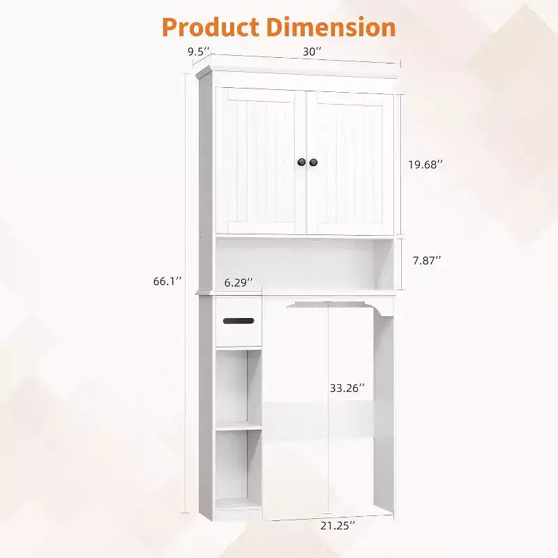 Mobiletto contenitore sopra il WC da 30 pollici, organizer da bagno a 7 ripiani con portarotolo per bagno e lavanderia