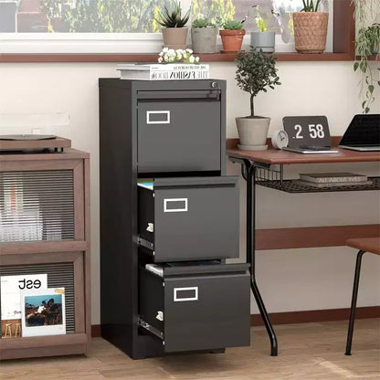 Vertical Metal File Cabinet with Lock for Home Office