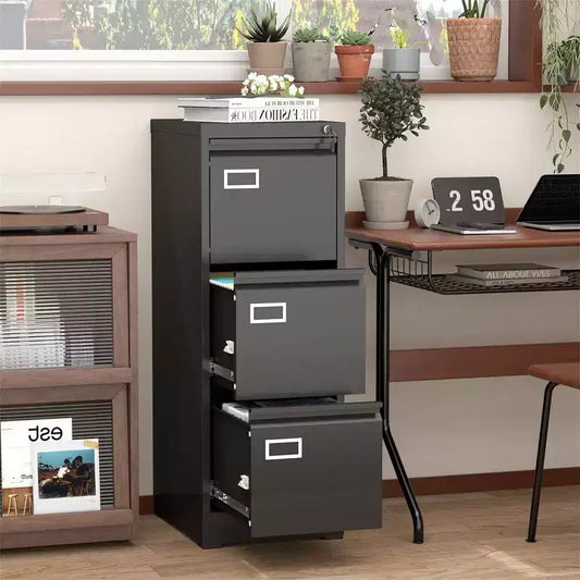 Vertical Metal File Cabinet with Lock for Home Office