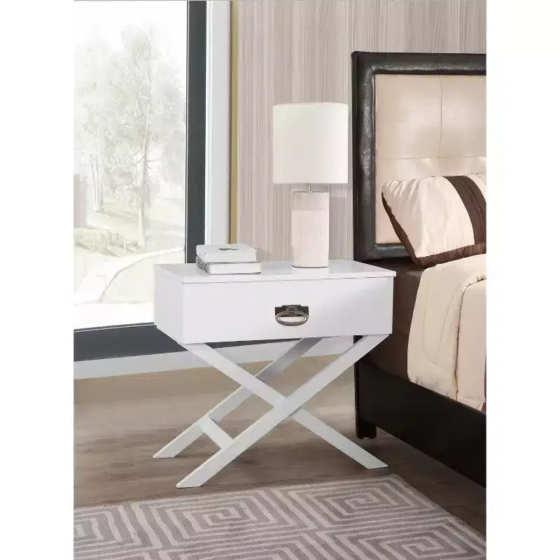 HomeStock Rectangle Wood Nighstand For Living Room and Bedroom