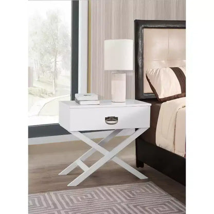 HomeStock Rectangle Wood Nighstand For Living Room and Bedroom