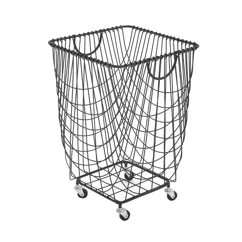 Square Industrial Metal Storage Cart Black CosmoLiving by Cosmopolitan: No Assembly, Iron Frame, Swivel Caster Wheels, Indoor Use
