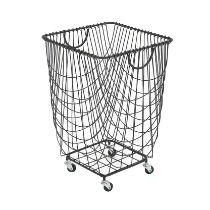 Square Industrial Metal Storage Cart Black CosmoLiving by Cosmopolitan: No Assembly, Iron Frame, Swivel Caster Wheels, Indoor Use