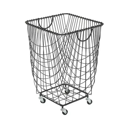 Square Industrial Metal Storage Cart Black CosmoLiving by Cosmopolitan: No Assembly, Iron Frame, Swivel Caster Wheels, Indoor Use