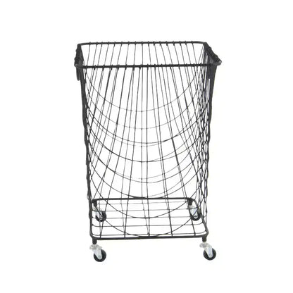 Carrello portaoggetti industriale quadrato in metallo, struttura in ferro nero con rotelle girevoli