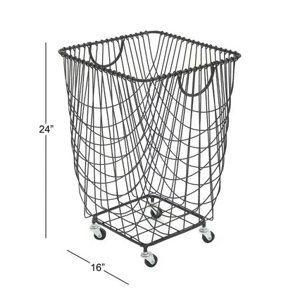 Carrello portaoggetti industriale quadrato in metallo, struttura in ferro nero con rotelle girevoli
