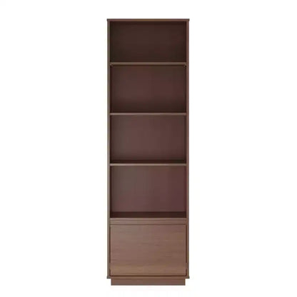 Libreria moderna di metà secolo da 180 cm con 4 ripiani e 1 cassetto, in legno massello di noce