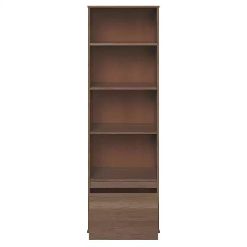 Libreria moderna di metà secolo da 180 cm con 4 ripiani e 1 cassetto, in legno massello di noce