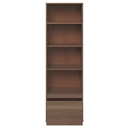 Libreria moderna di metà secolo da 180 cm con 4 ripiani e 1 cassetto, in legno massello di noce