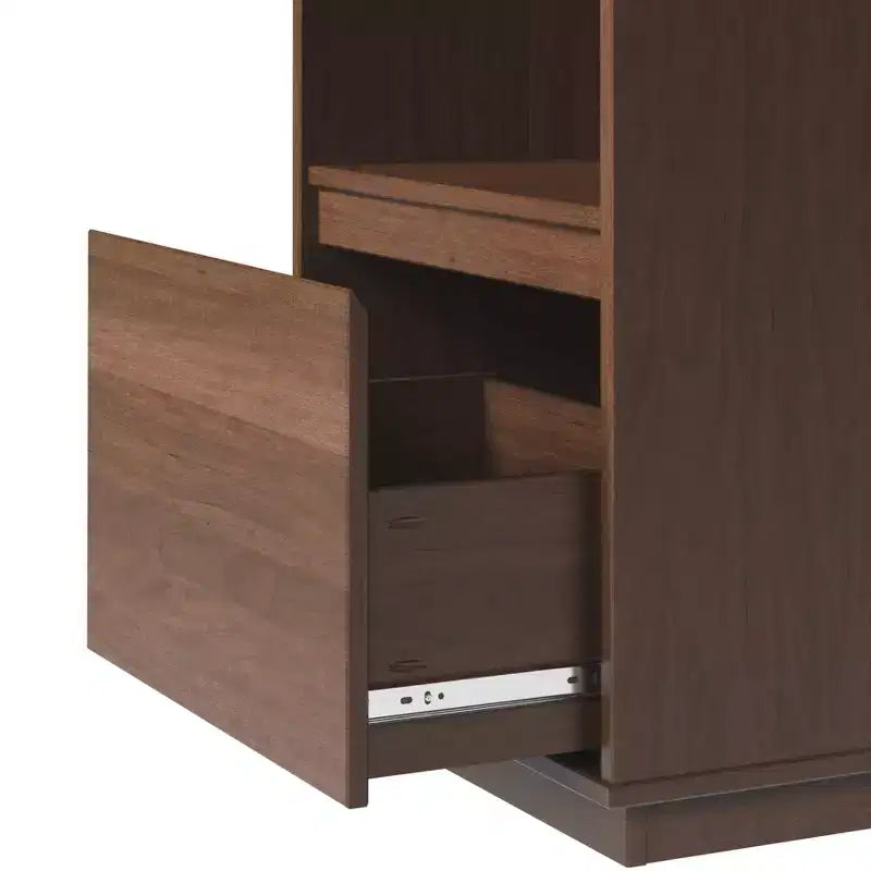 Libreria moderna di metà secolo da 180 cm con 4 ripiani e 1 cassetto, in legno massello di noce