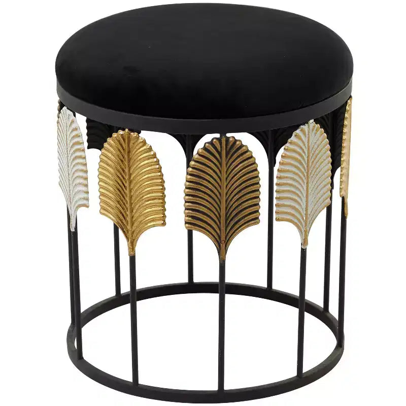 Contemporary Metal Accent Table Dark Black - Olivia & May: No Assembly, Indoor Use, Round Shape, Wood Top