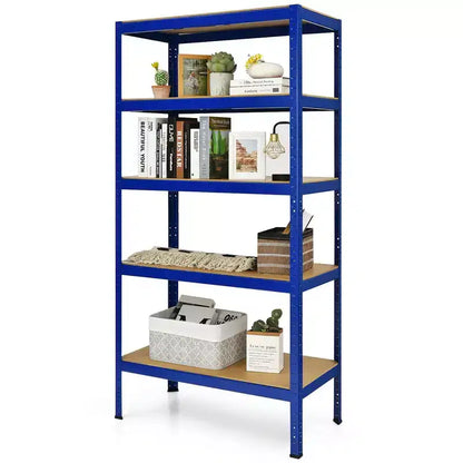 Confezione da 2 Scaffalature per Garage in Acciaio 5 Livelli Resistente 183 cm, Ripiani Regolabili, Argento e Blu