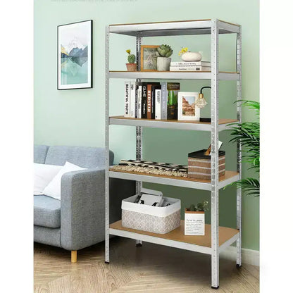 Confezione da 2 Scaffalature per Garage in Acciaio 5 Livelli Resistente 183 cm, Ripiani Regolabili, Argento e Blu