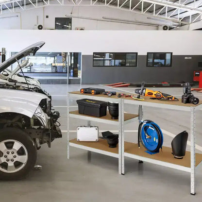Confezione da 2 Scaffalature per Garage in Acciaio 5 Livelli Resistente 183 cm, Ripiani Regolabili, Argento e Blu