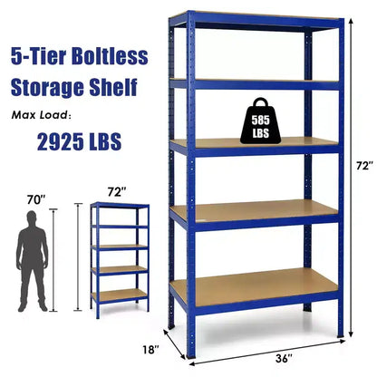 Confezione da 2 Scaffalature per Garage in Acciaio 5 Livelli Resistente 183 cm, Ripiani Regolabili, Argento e Blu