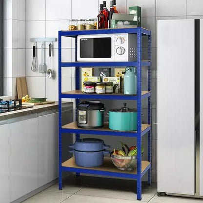 Confezione da 2 Scaffalature per Garage in Acciaio 5 Livelli Resistente 183 cm, Ripiani Regolabili, Argento e Blu