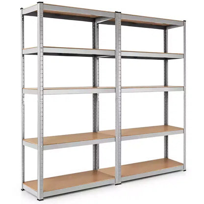 Confezione da 2 Scaffalature per Garage in Acciaio 5 Livelli Resistente 183 cm, Ripiani Regolabili, Argento e Blu